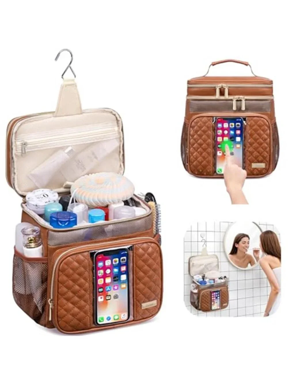 Travel Toiletry Bag Shower Caddy Hanging Organizer College Dorm Bathroom Tote